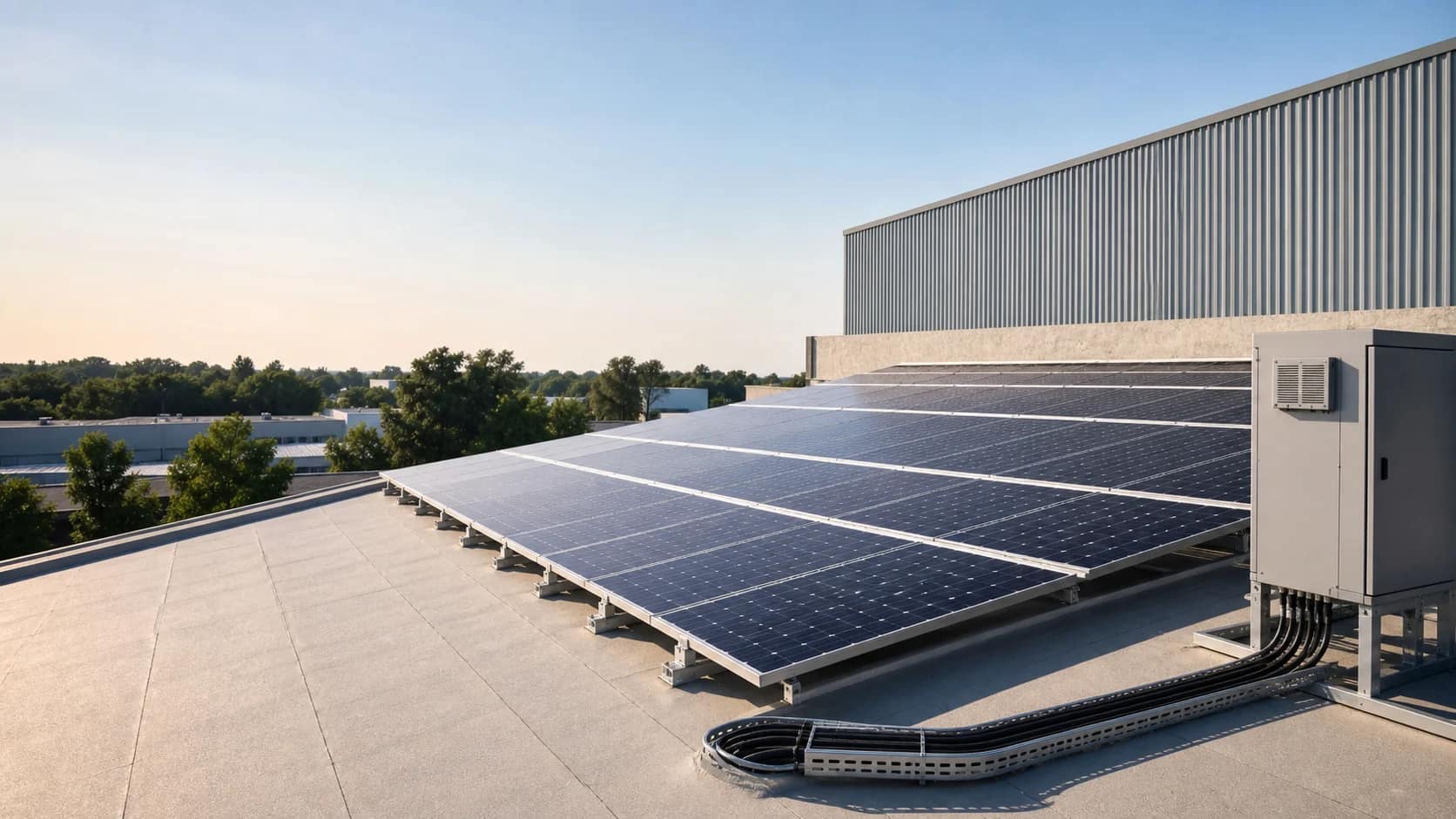 Instalação de painéis solares e infraestrutura fotovoltaica em cobertura